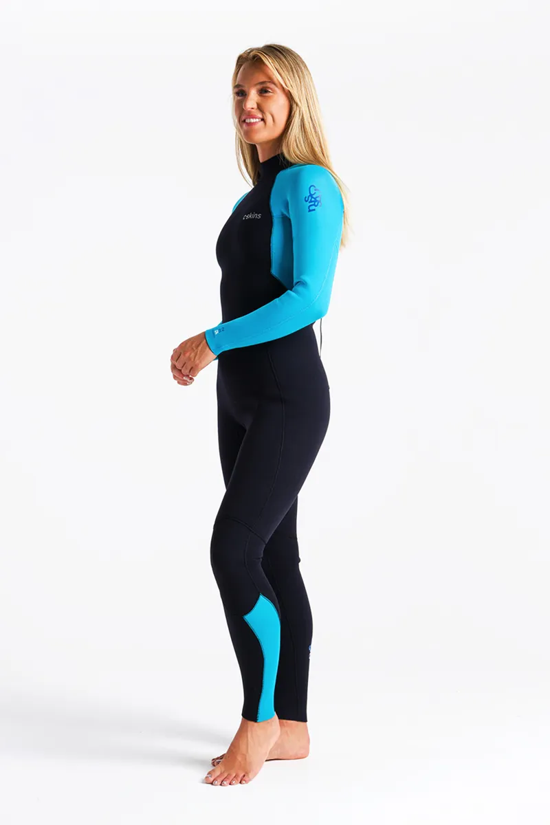 C-Skins Womens Surflite 3/2 Back Zip Wetsuit Black/Azure-1